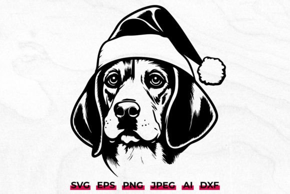 Christmas Beagle Dog in Santa Hat SVG