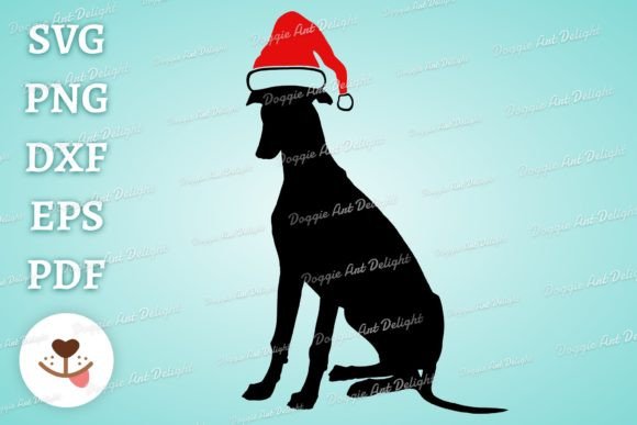 Christmas Greyhound Dog in Santa Hat Svg