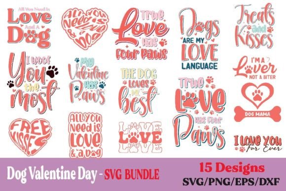 Dog Love Valentine Day SVG Bundle Design Review